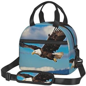 OdDdot Flying Eagle Print Lunch Bag Herbruikbare Geïsoleerde Volwassen Tote Lunch Tas voor Vrouwen/Mannen Werk Picknick Strand Reizen