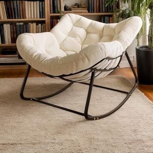 Patio Egg Chair, Papasan stoel for binnen, moderne koninklijke stoel for slaapkamer, woonkamer, veranda, tuin, gazon - grijs(White)