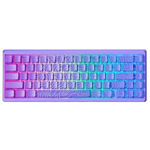 QPSJXN Jadestone Black Wireless Mechanical Toetsenbord met Tri-Mode KeyCaps IMD-Tech en Seal Design van M67 (PURPLE)