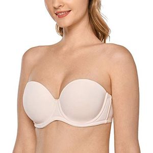 Delimira Dames Onderdraad Contour Multiway Volledige Dekking Strapless BH Plus Size Roze Wit 100C