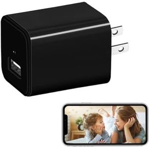 ULar 1080 HD mini-camera, USB-oplader, verborgen camera, beveiligingscamera, stijlvolle wandstekker, bewegingsdetectiealarm, nanny cam voor baby