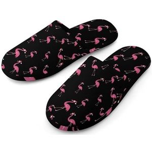 Kerst Flamingo Volledige Print Vrouwen Slippers Warme Anti-Slip Rubberen Zool Huisschoenen Voor Indoor Hotel 36-37_(5.5-6)