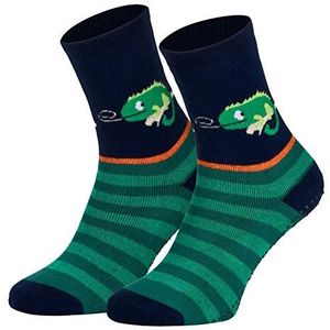Piarini 2 paar antislipsokken voor kinderen, ABS-sokken, antislipsokken met noppen van katoen, voor jongens en meisjes, gecko-2 paar, 27-30