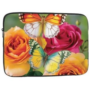 Laptophoes 10-17 inch laptophoes lente vlinder roos bloemen laptophoezen voor vrouwen mannen schokbestendige laptophoes