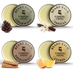 Striking Viking Baardbalsemconditioner voor mannen - Variatie 4-pack met geuren van vanille, sandelhout, citrus en cederhout - Stijlen en condities met natuurlijke sheaboter, argan- en jojoba-olie