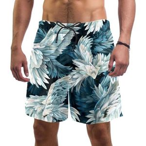 PAFEFO Blue Angel Wings Print boardshorts voor heren, sneldrogend, strandzwemkleding, sportpakken met zakken, Print blauwe engelenvleugels, L