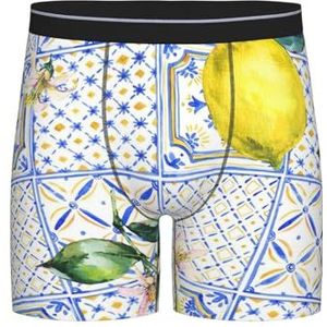 GRatka Boxer slips, heren onderbroek Boxer Shorts been Boxer Briefs grappige nieuwigheid ondergoed, citroen gele en blauwe tegels, zoals afgebeeld, XXL