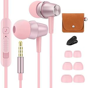 Bulees Hoofdtelefoon voor kinderen en meisjes, zachte in-ear hoofdtelefoon met microfoon en volumeregeling, schattige kleine hoofdtelefoon voor iPhone 6/6s, Android-smartphones, MP3 (roze)
