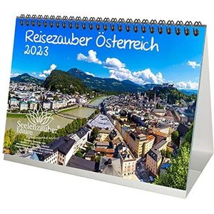 Reismagie Oostenrijk DIN A5 tafelkalender voor 2023 Japan stad en land - cadeauset inhoud: 1x kalender, 1x kerstkaart (in totaal 2 stuks)
