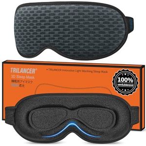 Innovatief Slaapmasker Sleep Mask voor Mannen en Vrouwen,100% Lichtblokkerend Ontwerp Oogmasker,Eye Mask,Nachtmasker, om te Slapen,Dutje te Doen,Mediteren,Reizen,In Het Vliegtuig (Lichtblauw Raster)