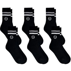 Sergio Tacchini Tennissokken voor heren, set van 6 en 12 stuks, 6 x zwart, 43-46