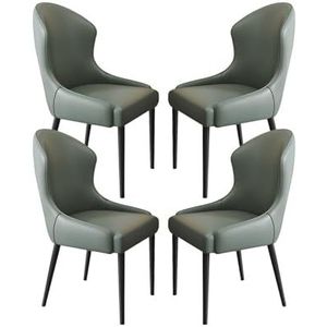 Eetkamerstoelset van 4 moderne ijdelheid gestoffeerde stoelen uit het midden van de eeuw, slijtvaste lederen keukenstoelen metalen poten