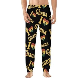 I Love Ghana pyjamabroek voor heren, zachte loungebroek, lichtgewicht slaapbroek