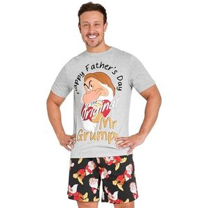 Disney Korte pyjamaset voor heren, zachte ademende loungewear - cadeaus voor vaders, Grijs/Zwart, XL