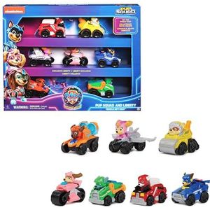 PAW Patrol The Mighty Movie - 7-delige Pup Squad Racers cadeauset met unieke Mighty Pups Liberty-speelgoedauto