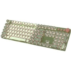 QPSJXN V20 Mechanisch toetsenbord in retrostijl met 104 ronde toetsdoppen en witte achtergrondverlichting met sleuteldraadscheidingsontwerp (groen)