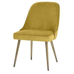 GEIRONV Zachte Fluwelen Eetkamerstoel,4S Winkel Hotel Receptie Bureaustoel Moderne Eenvoud Gouden Been Teller Stoel 1 Stuk Eetstoelen (Color : Yellow)