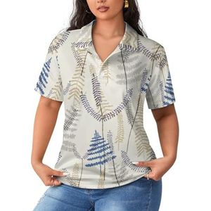 Gelaagde varenbladeren en bladeren dames poloshirts met korte mouwen casual T-shirts met kraag golfshirts sport blouses tops XL