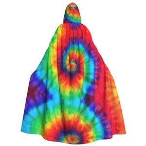 WURTON Tie Dye Hippies Print Hooded Mantel Unisex Volwassen Mantel Halloween Kerst Hooded Cape Voor Vrouwen Mannen