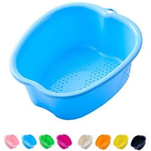 AXLOFO® Grote voetenbad-bak, dik stabiel kunststof voetbadje, voetbad voor voetbad, spa en voetenbad, massage pedicure, eeltje, nagelriemen en ontgifting (blauw)