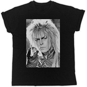 David Bowie Labyrint Zwart en Wit Poster Grappig Gift Designer Unisex T-Shirt, Zwart, L
