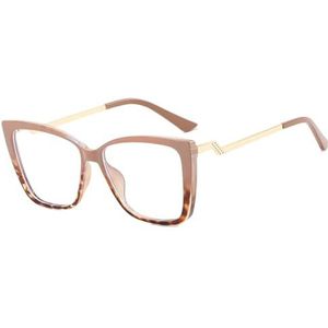 Halloween cadeau, Brilmonturen met glazen titanium vierkant cat eye multicolor unisex(Pink)