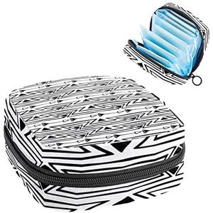 Periode Pouch Draagbare Tampon Opbergtas,Tampon Houder voor Portemonnee Vrouwelijke Product Organizer,Hand Getrokken Boho Stijl, Meerkleurig, 4.7x6.6x6.6 in/12x17x17 cm