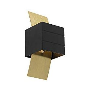 QAZQA - Design wandlamp zwart met goud - Amy | Woonkamer - Aluminium Kubus |Langwerpig - G9 Geschikt voor LED - Max. 1 x 40 Watt