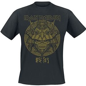 Iron Maiden Samurai Eddie Gold Graphic T-shirt zwart M 100% katoen Band merch, Bands