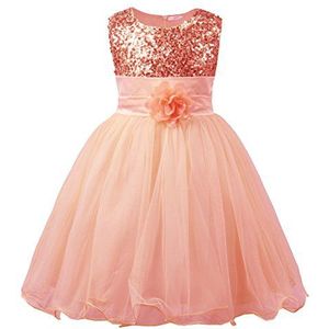 JerrisApparel - Prinses Meisjes - Feestjurk - Oranje - Pailletten en Tule