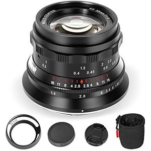 PERGEAR 35mm F1.4 full-formaat-lens met handmatige focus, compatibel met Sony E-mount-camera's A7 A7II A7III A7R A7RII A7RIII A7RIV A7S A7SII A7SIII A9 A7C A6400 A6000 A6100 A6500