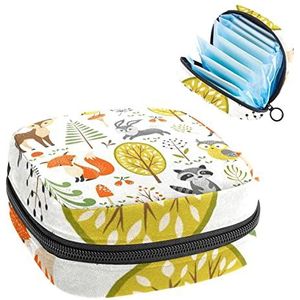 Opbergtas voor maandverband Pads, Menstruatie Cup Pouch, Periode Bag Organizer voor vrouwelijke Pads Tampons, Bosdieren