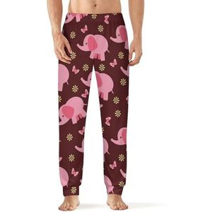 Roze olifant heren pyjama broek zachte lange pyjama broek elastische nachtkleding broek 5XL