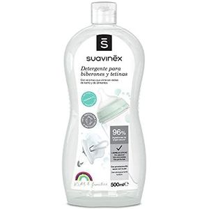 Suavinex Reinigingsmiddel voor flesjes en zuigers met 82% natuurlijke ingrediënten. Zonder alcohol en zonder kleurstoffen, 500 ml (Spaanse versie)