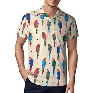 Kleurrijke Papegaai Heren Golf Polo-Shirt Zomer Korte Mouw T-Shirt Casual Sneldrogende Tees 4XL
