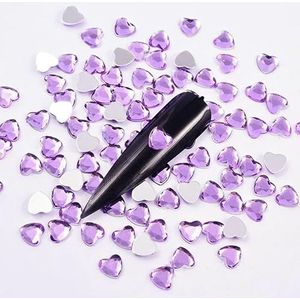 100 stuks Hart Acryl Niet-hotfix Steentjes Glitter Nagels Kristallen Strass Accessoires voor het decoreren van nagels Nail Art Nail Charms-Lt. amethist-6mm