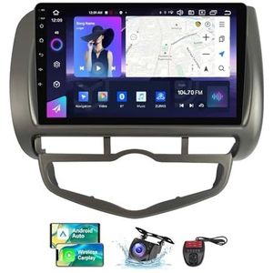 Android 13 GPS-Autoradio voor Honda Jazz City 2002-2007 9 inch Touchscreen met Bluetooth 5.0/SWC/FM RDS DAB+ Radio/Carplay Android Auto/DSP Video Stereo Speler + DVR Achtercamera(NF-6)