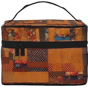 Afrikaanse textiel patchwork print make-up tas,Draagbare cosmetische tas,Grote capaciteit reizen make-up case organizer, Afrikaans Textiel Patchwork, Eén maat