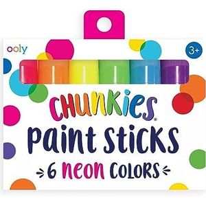 OOLY, Chunkies, Paint Sticks, Sneldrogend, Set van 6 - Neon Set, Twistable Paint Stick Crayon Set voor kinderen en volwassenen, ideaal voor elk project, inclusief posters, kaarten, scrapbooking en journaling