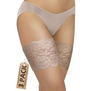 sesto senso 3 paar dijbeenbanden kant sexy elastische anti-wrijving siliconen strepen, 3-pack - Sabia - punt, XXL