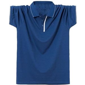 Heren Zomer Borduurwerk Polo's Shirts Heren Casual Korte Mouw Shirts Mannelijke Kleding T- Shirt Tops, Donkerblauw, XXL