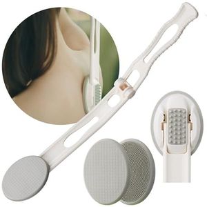 DOWMI Lotion Applicator voor rug - 3-1 opvouwbaar, crème, zonnebrandcrème, zalf applicator, 48,3 cm lange steel, body massage tool - 1 body brush pad, 1 lotion pad inbegrepen