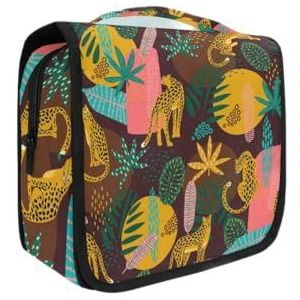 Hangende opvouwbare toilettas kleurrijke zomer luipaard kunst make-up reizen organizer tassen tas voor vrouwen meisjes badkamer