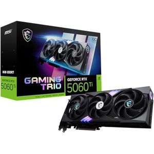 MSI Gaming RTX 5060 Ti 8G Gaming Trio OC grafische kaart (8 GB GDDR7, TBA-bit, extreme prestaties: TBA MHz, DisplayPort x3 2.1a, HDMI 2.1b, NVIDIA Blackwell-architectuur)