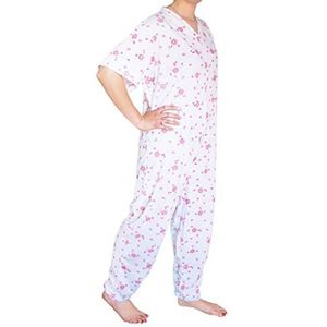 eMMe SQUARE Zomerpyjama van 100% katoen, met korte mouwen en ritssluiting achter, voor dames of heren in 5 maten, Vrouwen., L