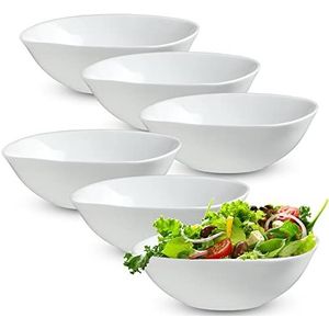 KADAX Witte glazen kom, slakom, set kom, vierkante, witte, magnetrongeschikte mueslikom, serveerschaal voor salades, soepen, voorgerechten, fruit (15 cm, 6 stuks)