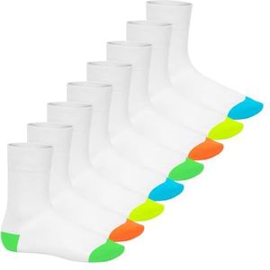 Footstar Katoenen sokken voor heren en dames (8 paar) sokken in neonlook, Fun wit, 39-42 EU