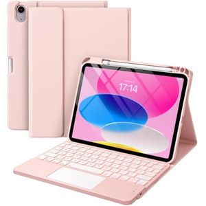 Toetsenbordhoes voor iPad (A16) 11e/10e Generatie, 7 Kleuren Achtergrondverlichting, Afneembare Toetsenbordhoes voor iPad A16 11 Inch 2025 10e Generatie 10,9 Inch 2022,Roze