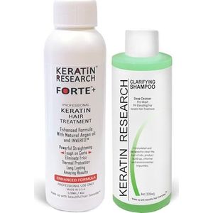 Keratin Forte Keratin Brazilian Keratin Hair Blowout Treatment Extra Strength 120ml with Clarifying Shampoo Enhanced Formula for Curly Hair By Keratin Research Queratina Keratina Brasilera Forte