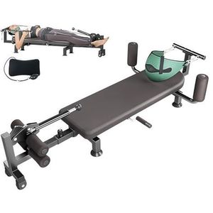 SAYEYBU Home Lumbar Traction Table, Portable Spine Stretcher Bed, Physical Lumbar Cervical Stretcher, Cervical and Lumbar Vertebra Massage Bed for Back Decompression,C/Upper & lower body belt